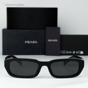 Prada Men Sunglasses Black Grey Rectangle PRB06S 16K08Z NEW AUTHENTIC
